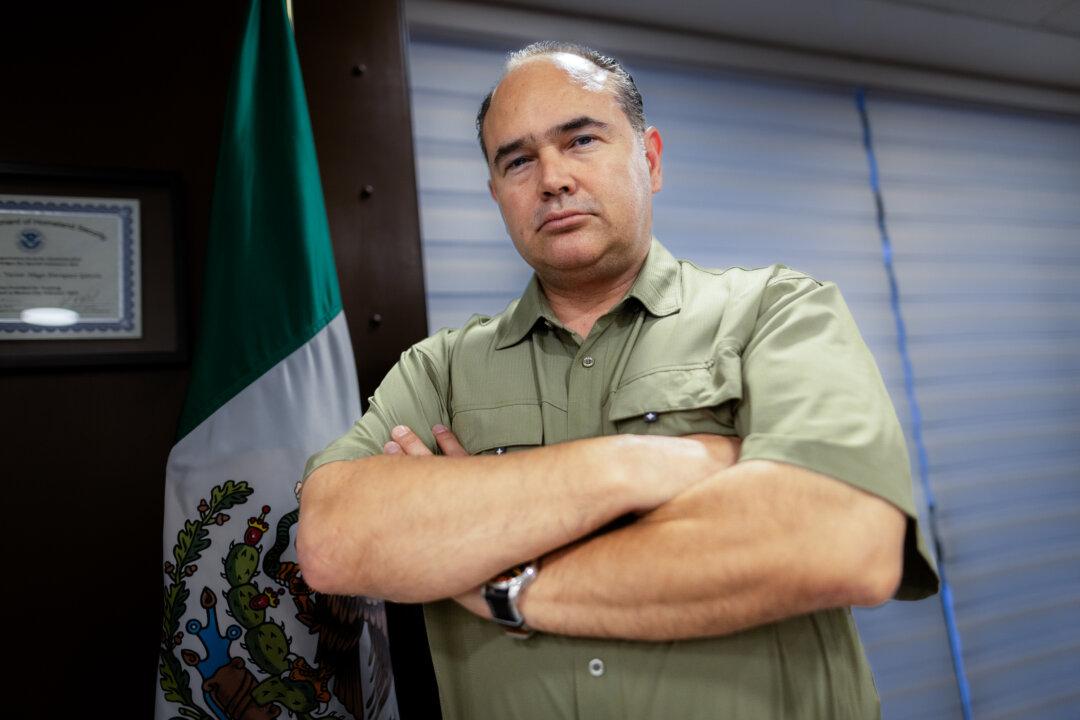 Mexico Secretary of Public Safety of Sonora Dr. Víctor Hugo Enríquez García stands in his office in Hermosillo, Mexico, on April 14, 2025. (John Fredricks/The Epoch Times)