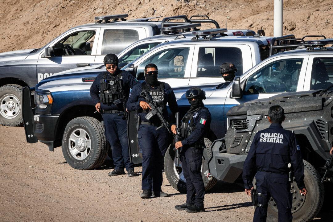 Police officers conduct an operation in the deserts of Sonora, Mexico, on April 15, 2025. (John Fredricks/The Epoch Times)