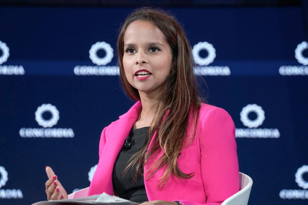 Gracelin Baskaran, research director for energy security and climate change at the Center for Strategic and International Studies, speaks during the 2023 Concordia Annual Summit in New York City on Sept. 19, 2023. (Riccardo Savi/Getty Images for Concordia Summit)