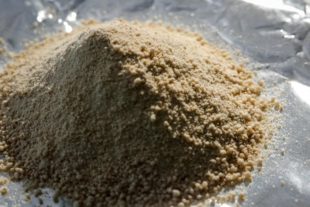 Fentanyl precursors are displayed at the Reuters office in New York City on July 10, 2024. China was the primary source of illegal fentanyl coming into the United States until it banned its production and sale in 2019 under U.S. pressure. Instead, Chinese companies began exporting chemical precursors to Mexico, where cartels manufacture the drug and traffic it into the United States, according to the U.S.–China Economic and Security Review Commission. (Andrew Kelly/File Photo/Reuters)