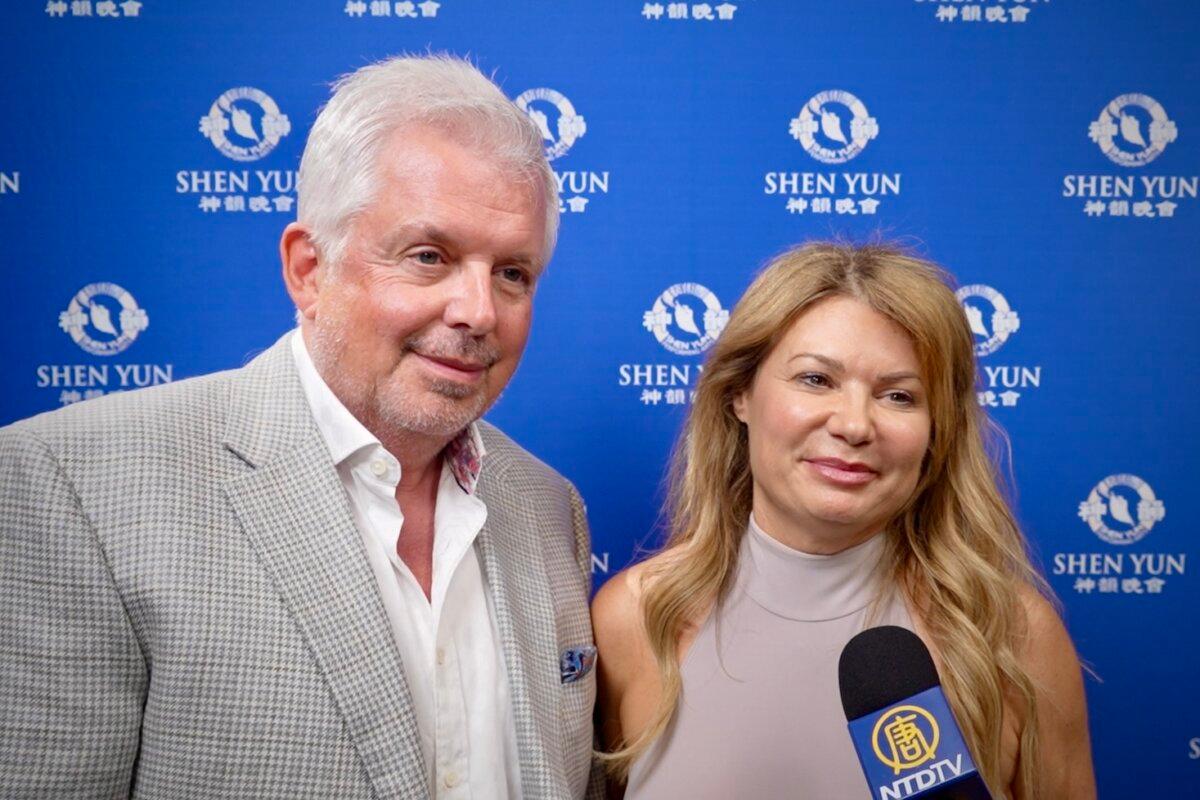 Michael Cogdill and Danette Cogdill at the Shen Yun Performing Arts performance at Spartanburg Memorial Auditorium on May 7, 2025. (NTD)