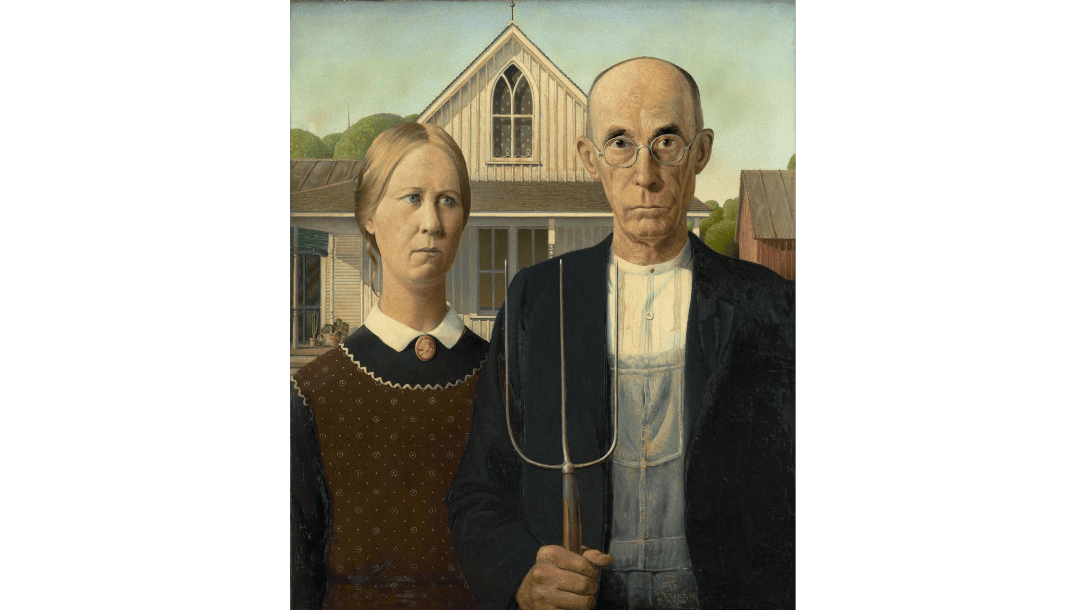 "American Gothic," 1930, by Grant Wood. Art Institute of Chicago. (Public Domain)
