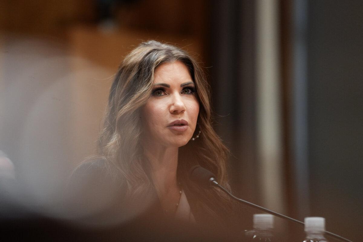 Homeland Security Secretary Kristi Noem testifies before the Senate Committee on Homeland Security and Governmental Affairs on Capitol Hill in Washington on May 20, 2025. (Madalina Vasiliu/The Epoch Times)