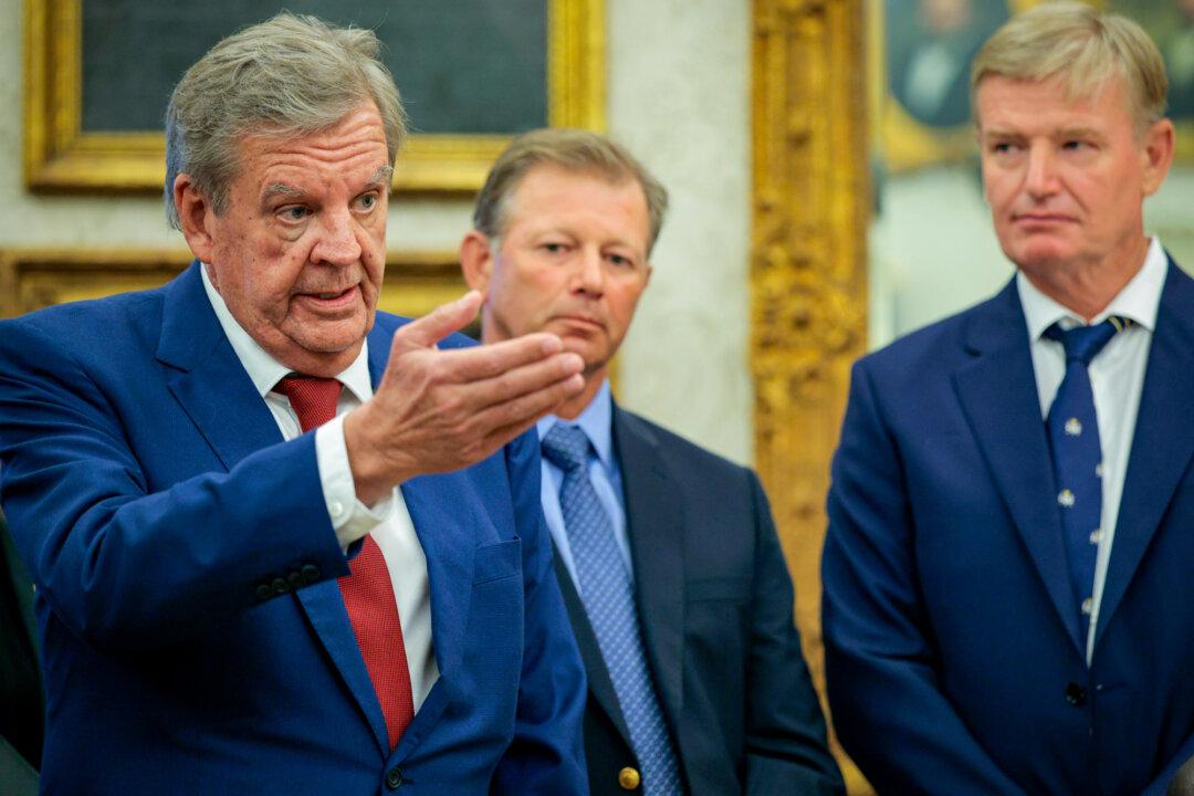 South African businessman Johann Rupert (L) speaks during a meeting between President Donald Trump and South African President Cyril Ramaphosa in the Oval Office on May 21, 2025. U.S.–South Africa relations have deteriorated since Trump issued a February executive order suspending all U.S. foreign aid to the country and expelling South Africa's ambassador, Ebrahim Rasool. (Chip Somodevilla/Getty Images)