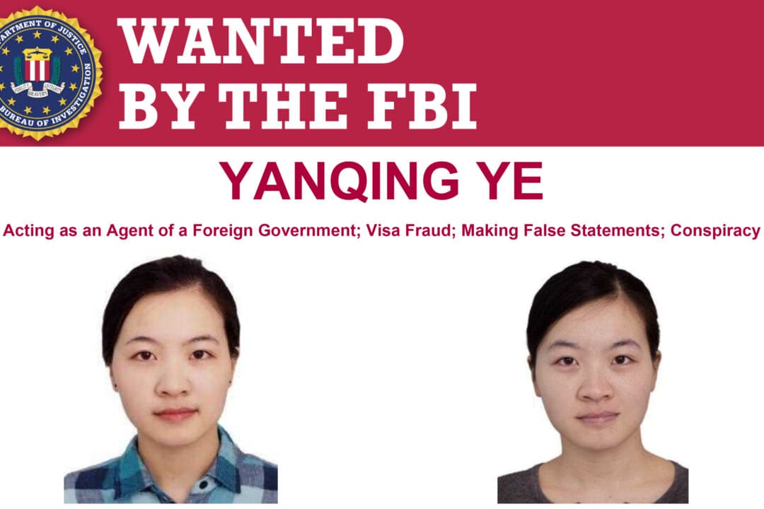 A federal arrest warrant was issued for Ye Yanqing, a lieutenant in the PLA, in the U.S. District Court for the District of Massachusetts in Boston on Jan. 28, 2020. Ye was charged in 2020 with visa fraud for allegedly lying on her J-1 visa application by identifying herself as a student and not disclosing her ongoing military service. (FBI)