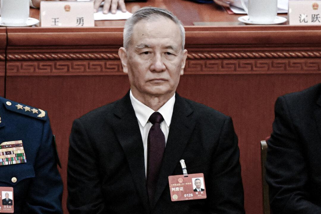 (Top) China's ambassador to the United States, Xie Feng, delivers opening remarks at Harvard Kennedy School's China Conference in Cambridge, Mass., on April 20, 2024. (Bottom Left) Chinese deputy president Li Yuanchao attends the opening session of the Chinese People's Political Consultative Conference at the Great Hall of the People in Beijing on March 3, 2015. (Bottom Right) Former Vice Premier Liu He attends the closing session of the National People's Congress at the Great Hall of the People in Beijing on March 13, 2023. (Learner Liu/The Epoch Times, Wang Zhao/AFP via Getty Images, Noel Celis/POOL/AFP via Getty Images)
