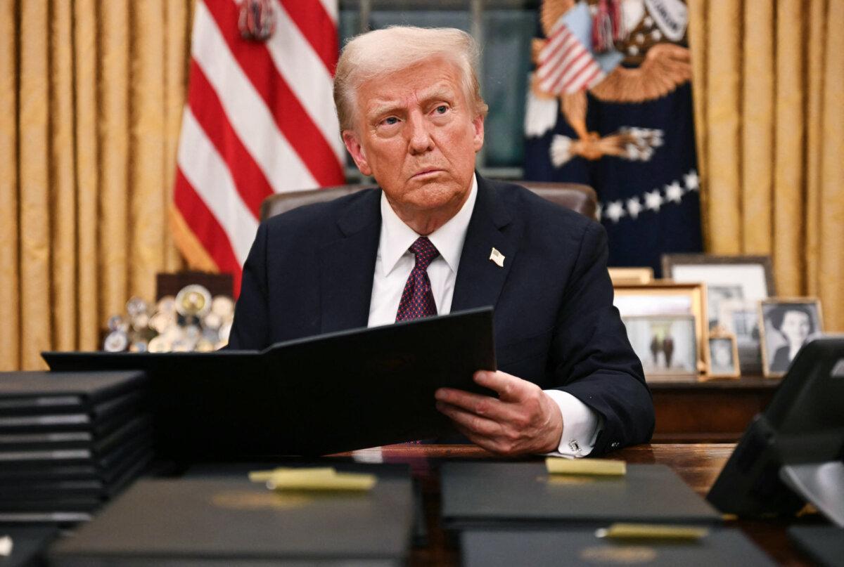 President Donald Trump in the Oval Office of the WHite House in Washington, DC, on January 20, 2025. (Jim Watson/AFP via Getty Images)
