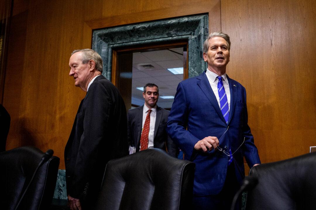 Sen. Mike Crapo (R-Idaho) (L) and Treasury Secretary Scott Bessent (R) arrive for a Senate Finance Committee hearing on Capitol Hill in Washington on June 12, 2025. The Senate Finance Committee met with Bessent to discuss President Donald Trump's fiscal year 2026 budget request for the Department of the Treasury. (Andrew Harnik/Getty Images)