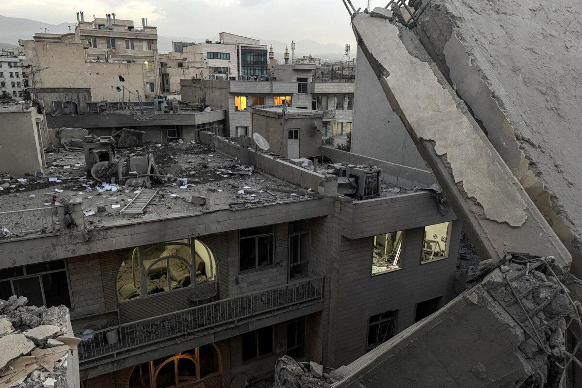 Debris and rubble are pictured at the scene of a building that was hit by an Israeli strike in Tehran on June 13, 2025. (Meghdad Madadi/ Tasnim News/AFP via Getty Images)