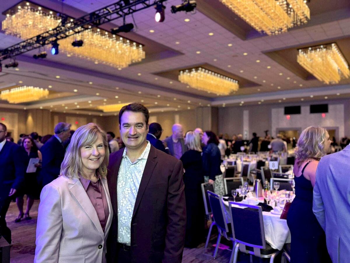 Melissa Hortman, a former assembly speaker, and her husband, Mark, pose for a photograph at the annual Humphrey-Mondale Dinner in Minneapolis on June 13, 2025. (Minnesota House DFL Caucus/Handout via Reuters)