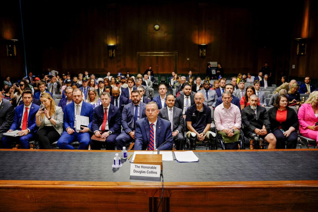 Veterans Affairs Secretary Doug Collins testifies before the Senate Veterans Affairs Committee in Washington on May 6, 2025. (Kevin Dietsch/Getty Images)