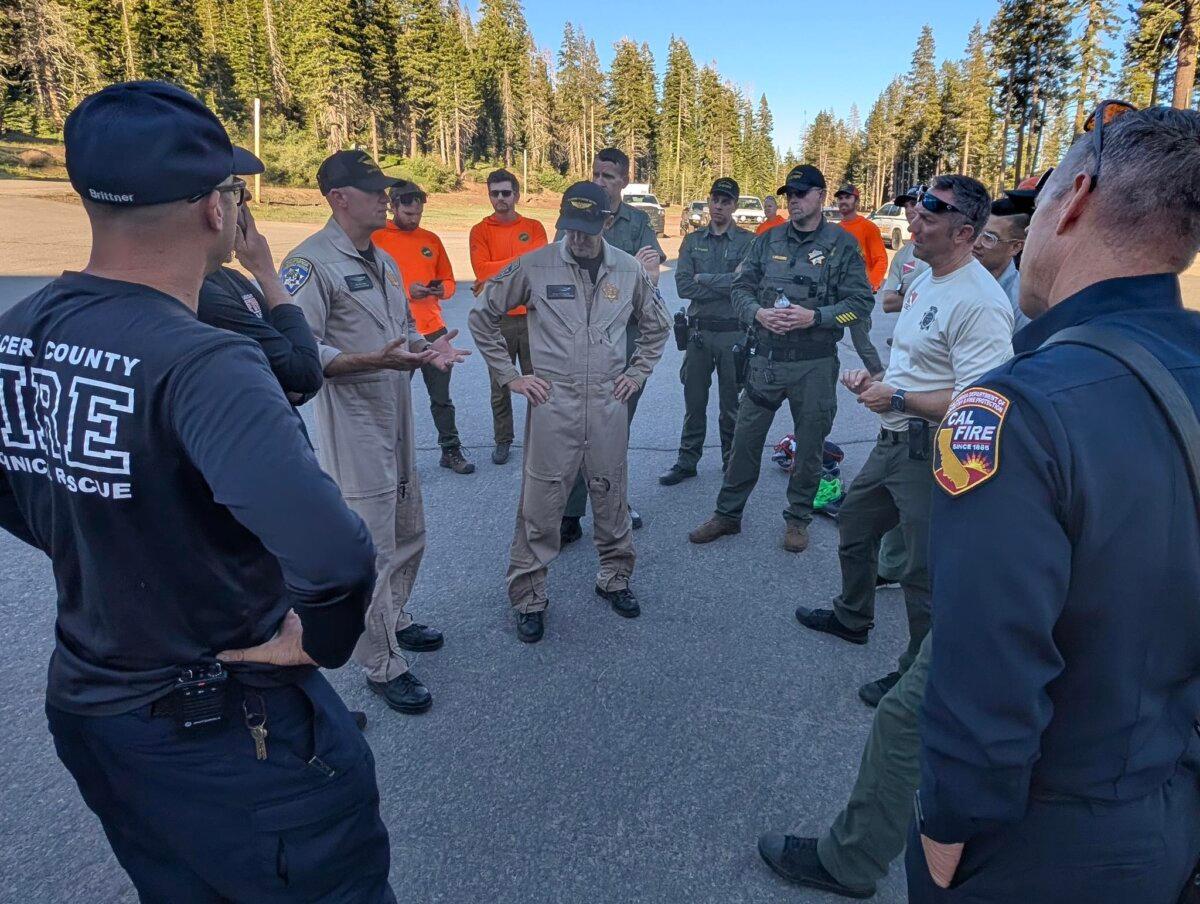 Search-and-rescue teams from several agencies help the Placer County Sheriff's Department search for three men who may have drowned in Rattlesnake Falls on the North Fork of the American River in Northern California, on June 18, 2025. (Placer County Sheriff's Department)