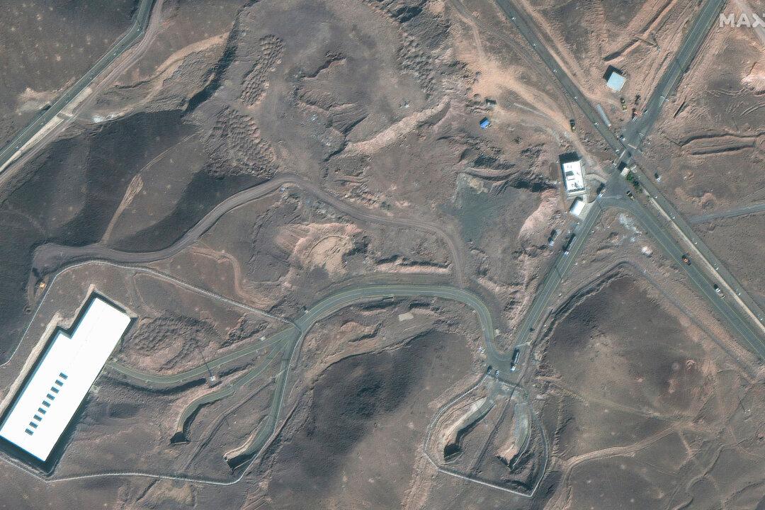 (Left) A satellite image shows vehicles at the Fordow nuclear enrichment facility in Iran on June 20, 2025. (Right) A satellite image shows the Natanz nuclear enrichment facility, where multiple buildings were destroyed during recent Israeli airstrikes, in Iran on June 14, 2025. (Maxar Technologies via AP)
