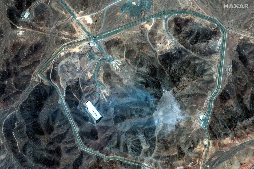 A satellite view shows an overview of the underground Fordow Fuel Enrichment Plant, after the U.S. struck the nuclear facility, near Qom, Iran, on June 22, 2025. (Maxar Technologies/Handout via Reuters)