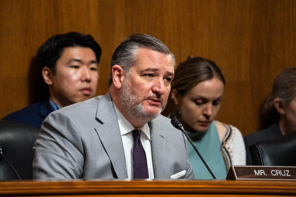 Sen. Ted Cruz (R-Texas) speaks during a hearing on Capitol Hill in Washington on June 25, 2025. (Madalina Kilroy/The Epoch Times)