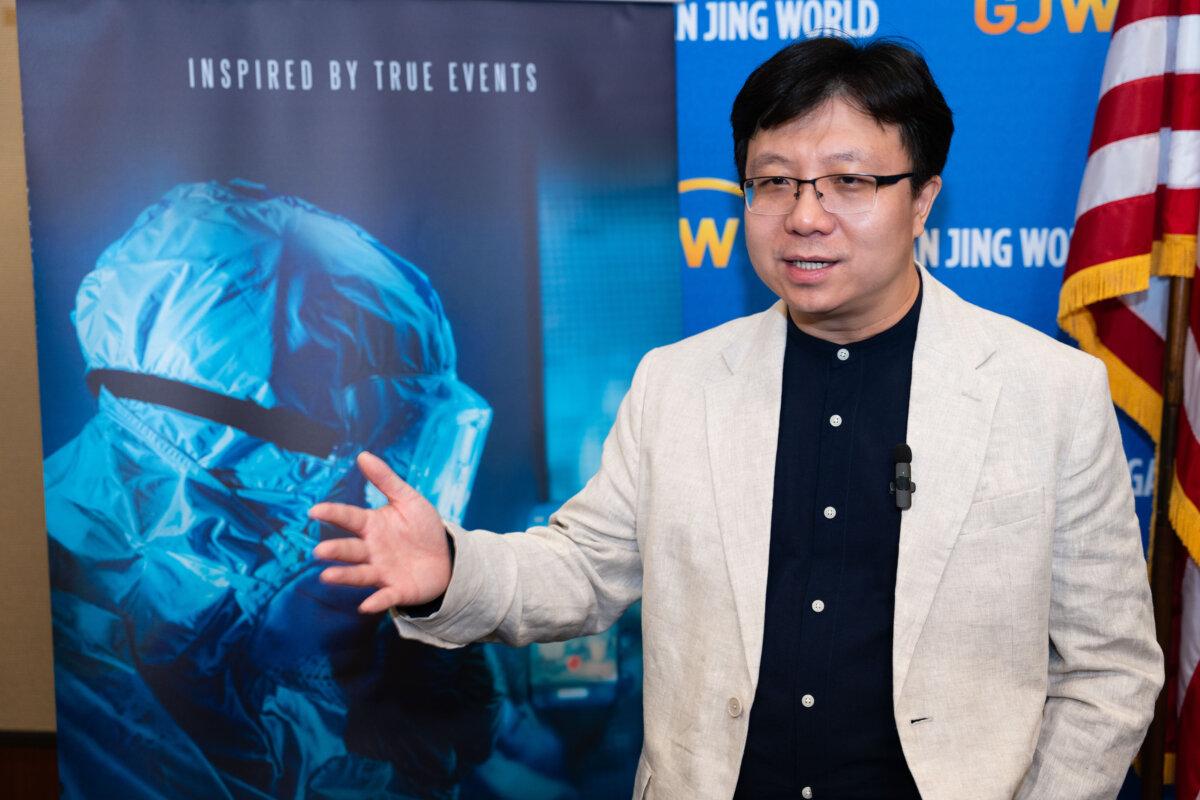 Canadian filmmaker Ma Yan at a screening event for his film "Unrestricted War," on Capitol Hill in Washington on July 31, 2025. (Chen Lei/The Epoch Times)
