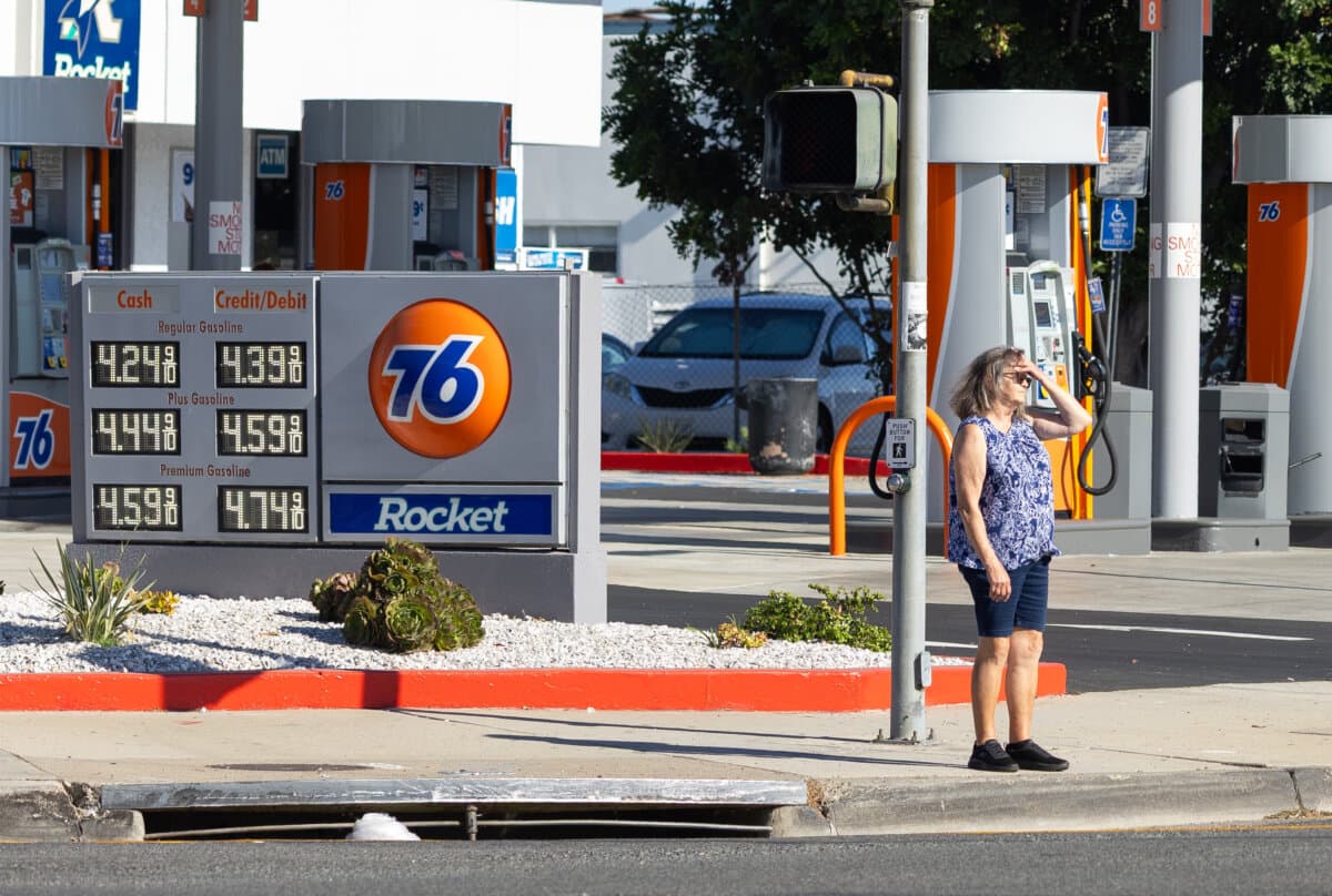 Gas prices continue to climb in Garden Grove, Calif., on July 10, 2025. (John Fredricks/The Epoch Times)