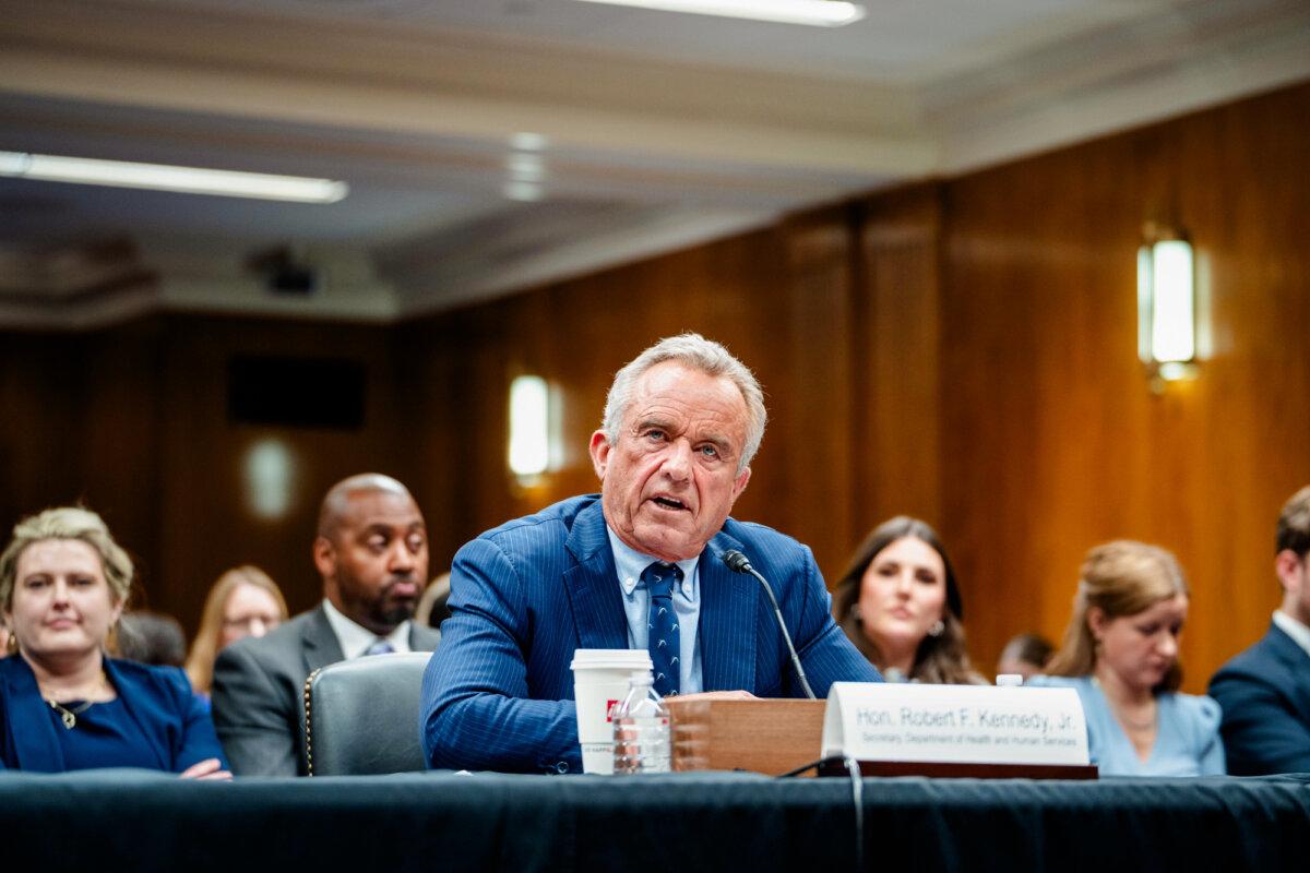 Health Secretary Robert F. Kennedy Jr. testifies before a Senate Appropriations subcommittee on Capitol Hill on May 20, 2025. (Madalina Vasiliu/The Epoch Times)