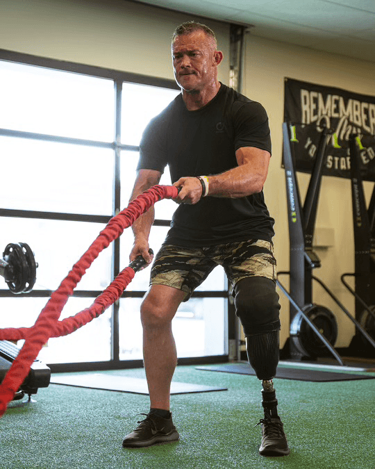 Justin Dodge during rehabilitation and back in the field. (Courtesy of Justin Dodge)