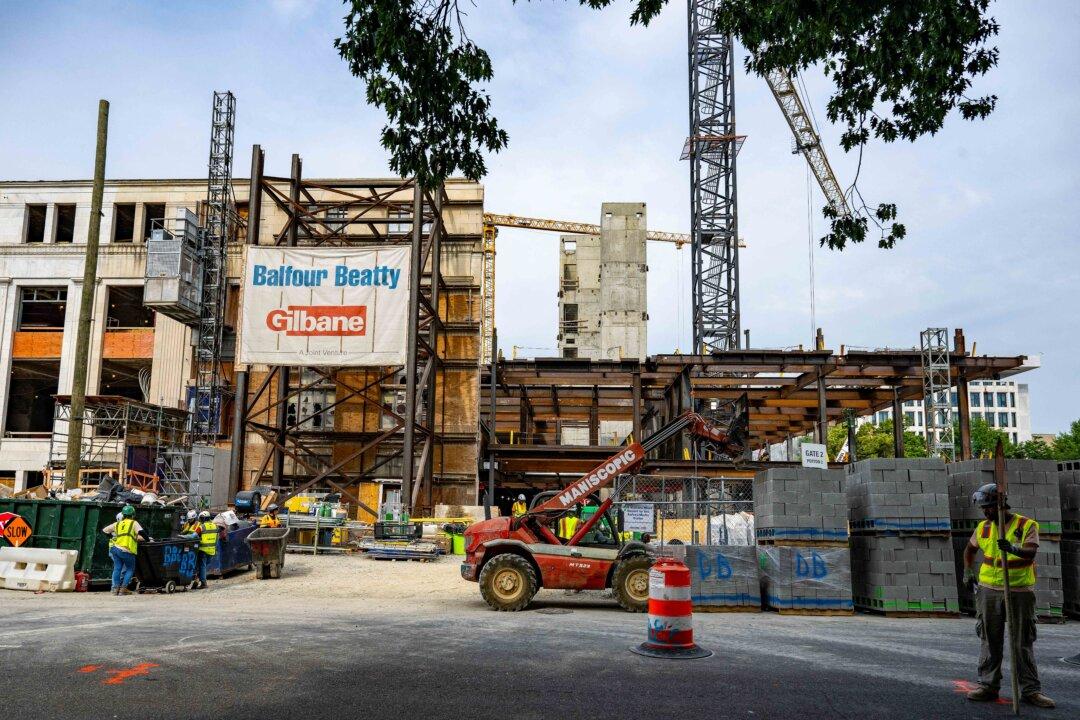 A view of the U.S. Federal Reserve building as renovation work continues in Washington, on Aug. 5, 2025. (Jim Watson/AFP via Getty Images)