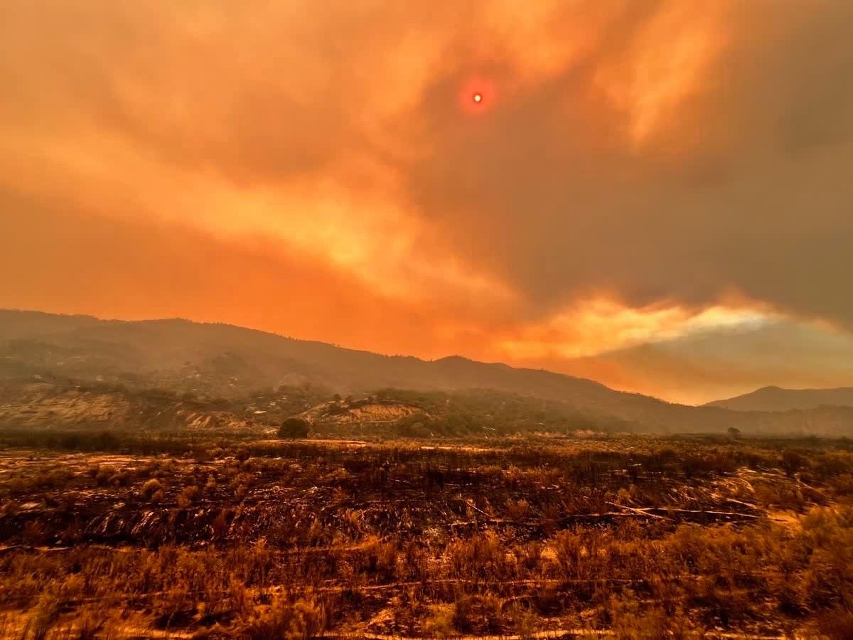 A large wildfire continued to burn in Los Padres National Forest near Santa Barbara, Calif., Aug. 5, 2025. (U.S. Forest Service-Los Padres National Forest)