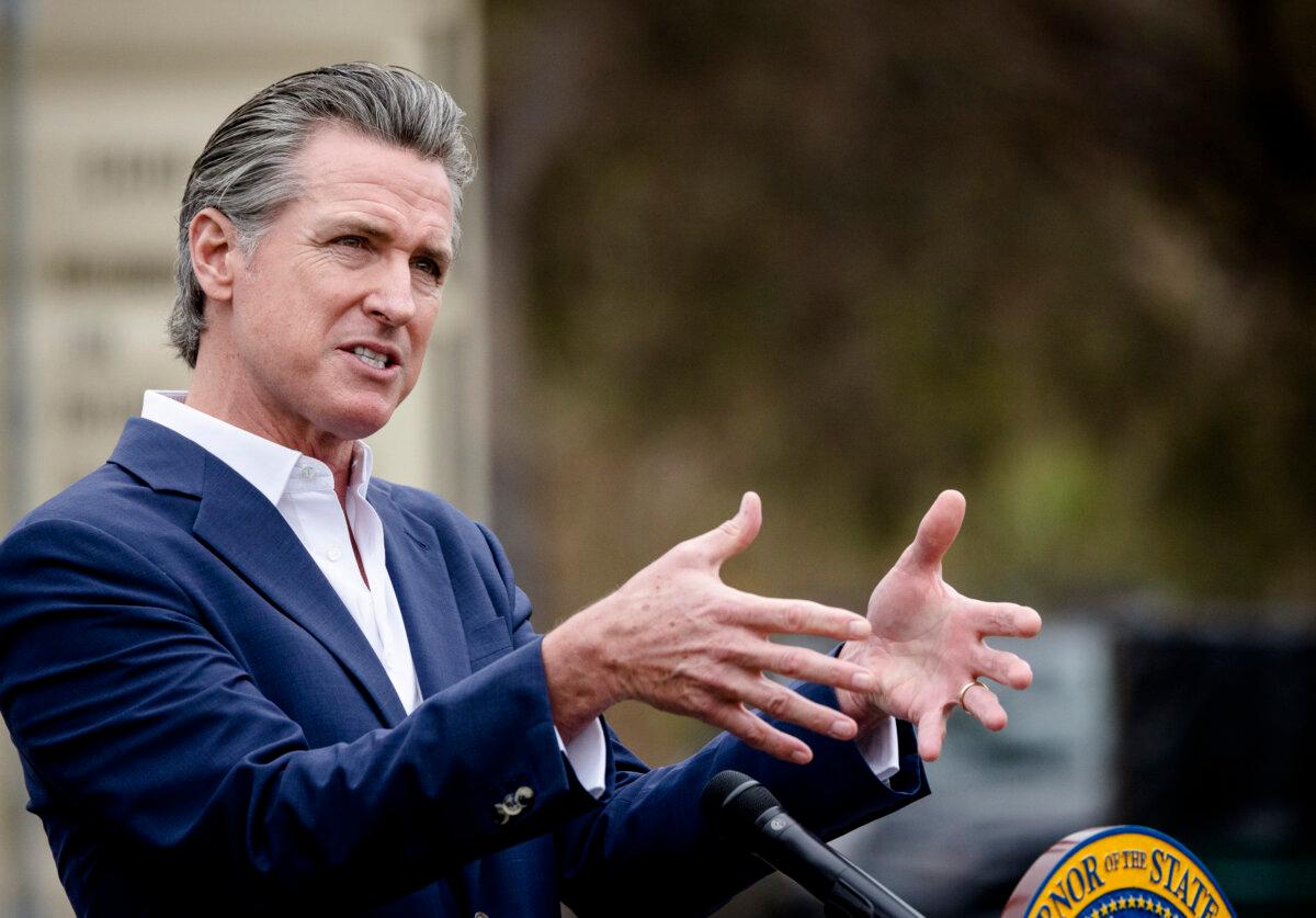 Gov. Gavin Newsom speaks in Los Angeles on Sep. 25, 2024. (John Fredricks/The Epoch Times)