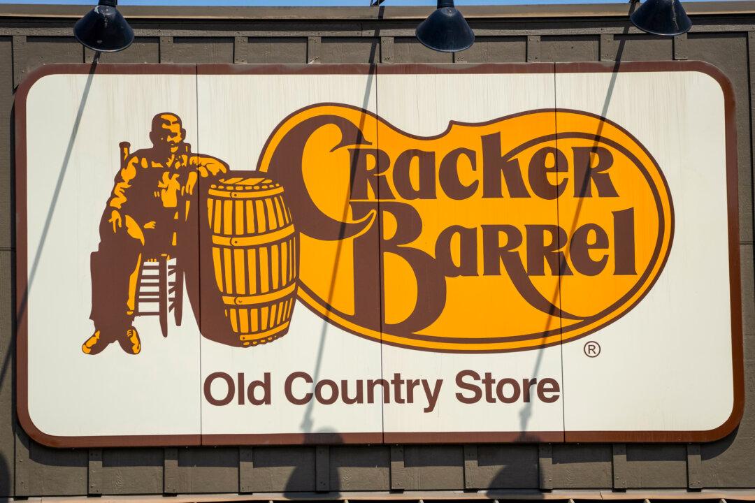 The new Cracker Barrel logo (right) removed the Uncle Herschel character that was in the old logo (left). (Rogelio V. Solis, File/AP Photo)