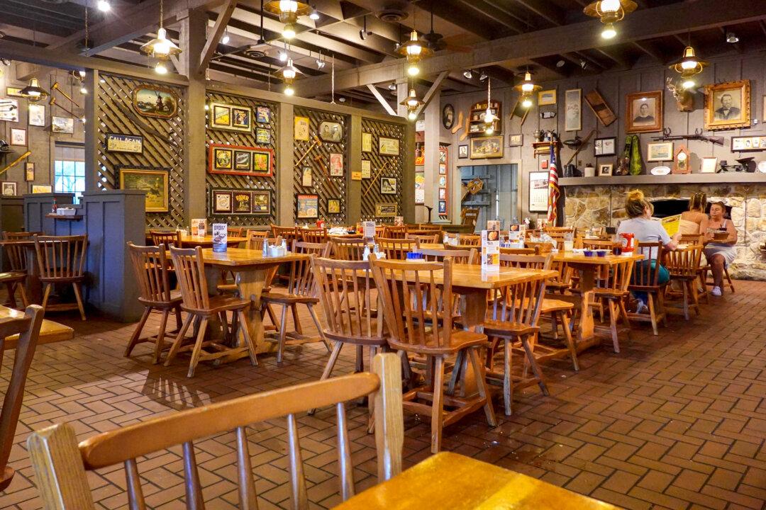 A few customers enjoy food at a Cracker Barrel restaurant in Florida City, Fla., on Aug. 27, 2025. Like other restaurants, Cracker Barrel is experiencing fewer customers. (Joe Raedle/Getty Images)