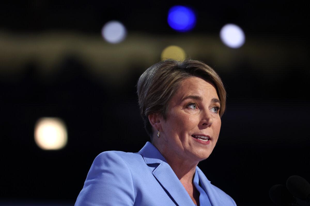 Massachusetts Gov. Maura Healey speaks in Chicago on Aug. 22, 2024. (Justin Sullivan/Getty Images)