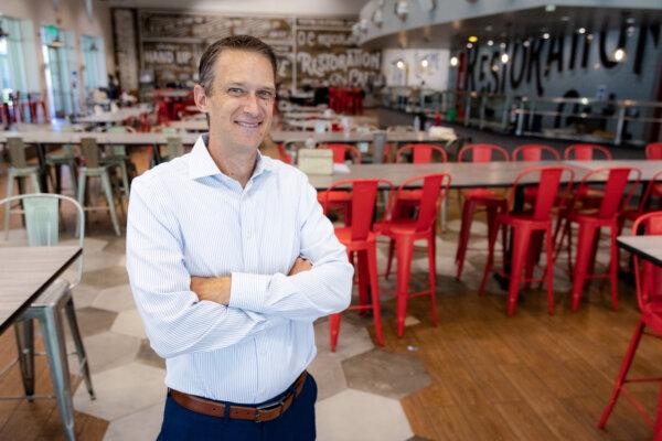 Orange County Rescue Mission President Bryan Crain stands in the mission's dining hall in Tustin, Calif., on Aug. 18, 2025. With the Trump administration changing federal homelessness and addiction policies, faith-based and privately funded groups may soon play a larger role in addressing homelessness. (John Fredricks/The Epoch Times)