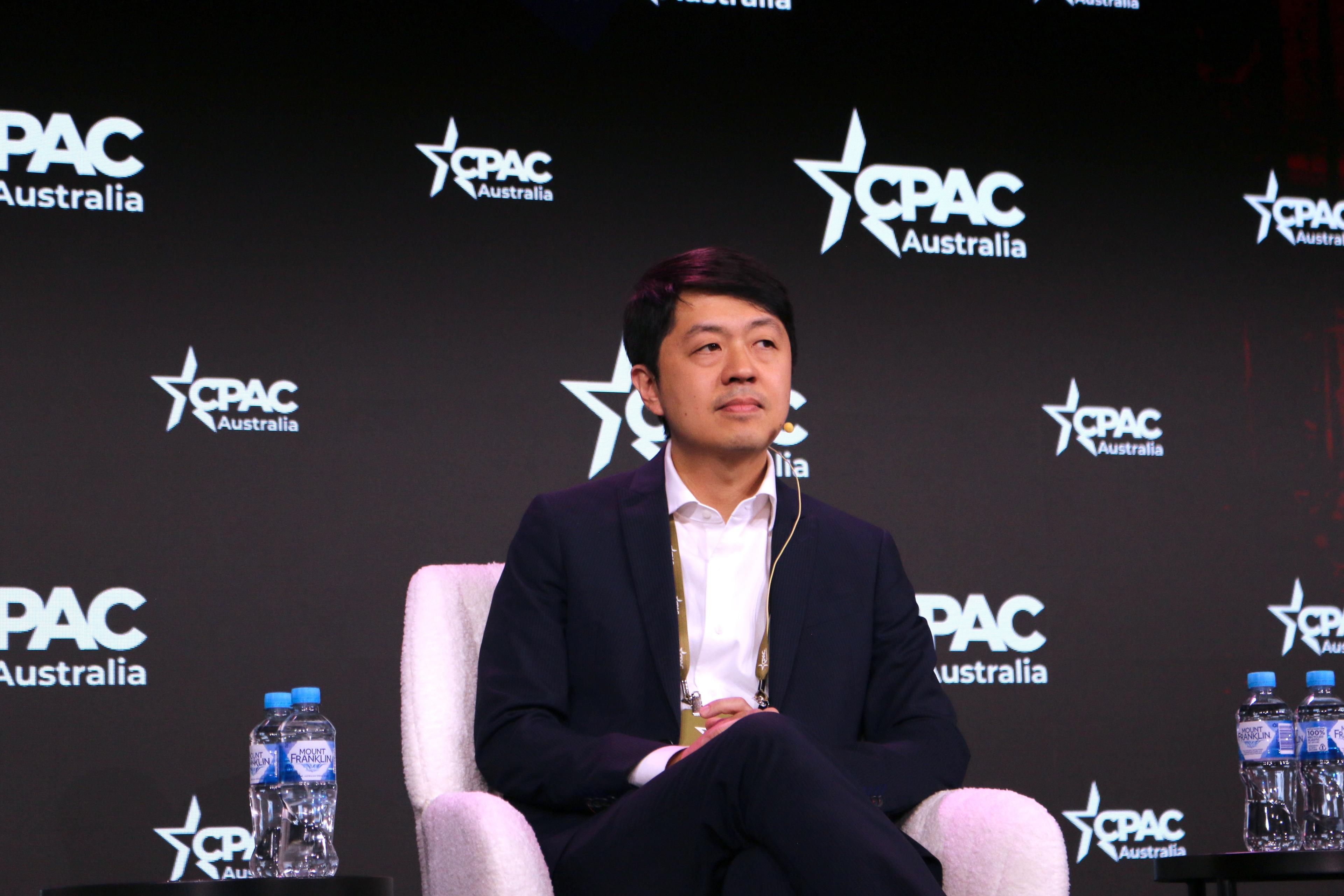 Former Hong Kong Legislator Ted Hui speaks at CPAC Australia in Brisbane on Sept. 21, 2025. (Melanie Sun/The Epoch Times)