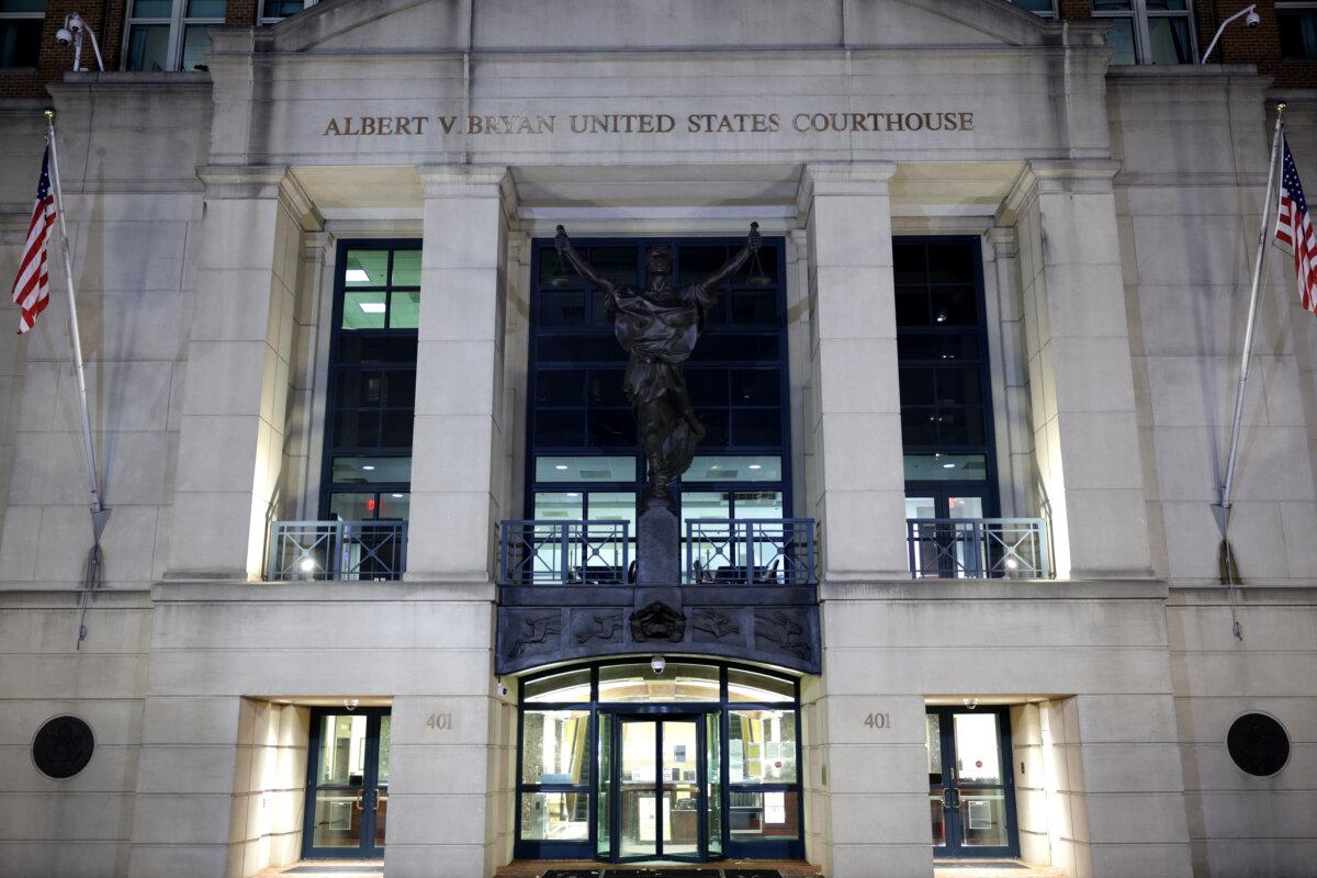 An exterior view of the Albert V. Bryan United States Courthouse on Sept. 25, 2025 in Alexandria, Virginia. Former FBI Director James Comey was indicted by a Virginia grand jury on charges of making a false statement and obstruction during congressional testimony in 2020. (Photo by Alex Wong/Getty Images)