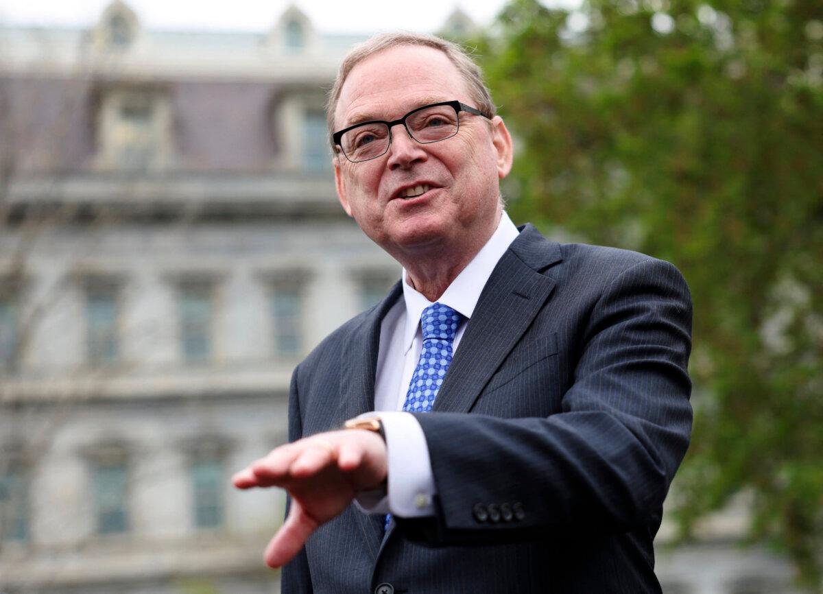 National Economic Council Director Kevin Hassett speaks to reporters at the White House in Washington on April 14, 2025. (Reuters/Kevin Lamarque/ File Photo)