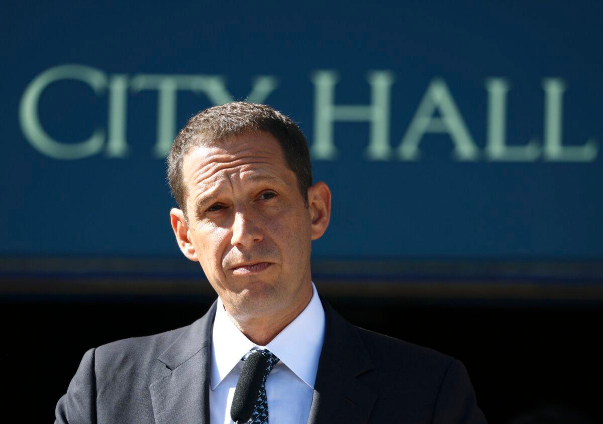 San Francisco Mayor Daniel Lurie speaks during a Domestic Violence Awareness Month rally in San Francisco, Calif., on Oct. 21, 2025. (Justin Sullivan/Getty Images)