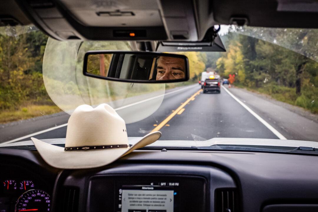 Mendocino County Sheriff Matthew Kendall drives outside Covelo, Calif., on Oct. 9, 2025. Mexican cartels and the related crime have become a major problem in the county. Kendall cites illegal marijuana grows on tribal lands as one of the most serious issues. (John Fredricks/The Epoch Times)