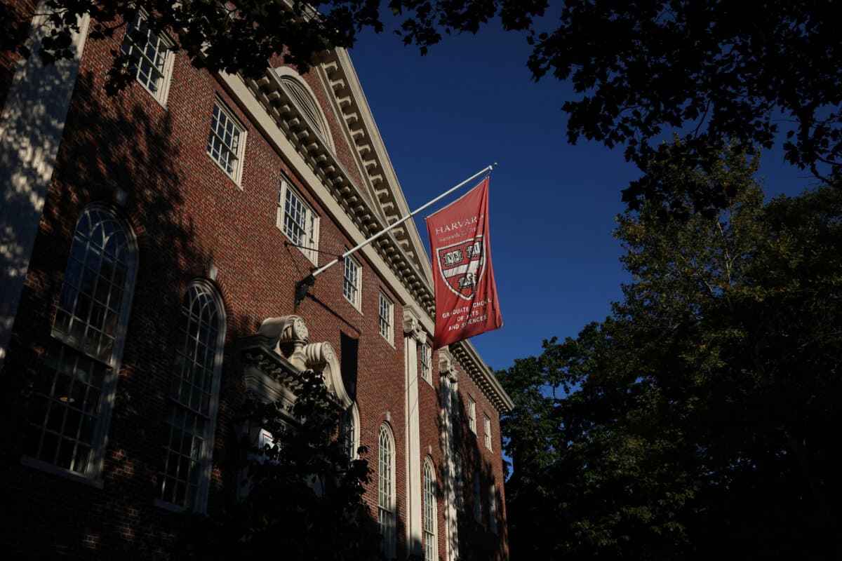 A flag hangs on campus at Harvard University in Cambridge, Mass., on Sept. 4, 2025. (REUTERS/Shannon Stapleton/File Photo)