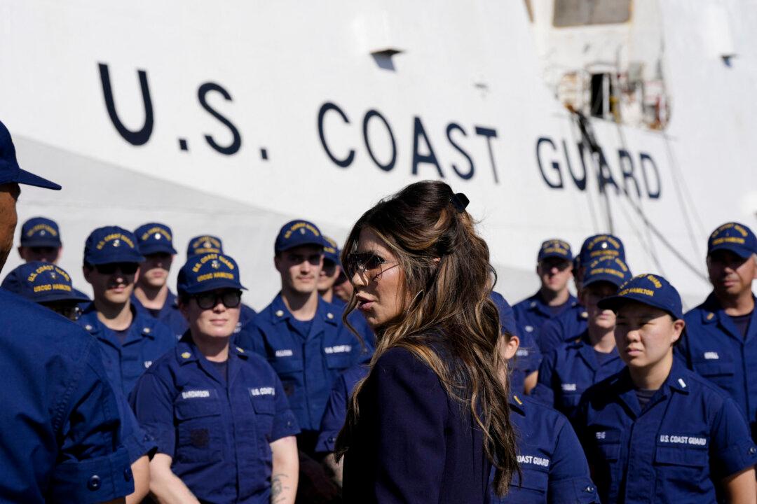 Homeland Security Secretary Kristi Noem participates in a tour at the U.S. Coast Guard Station Charleston, in Charleston, S.C., on Nov. 7, 2025. (Alex Brandon/POOL/AFP via Getty Images)
