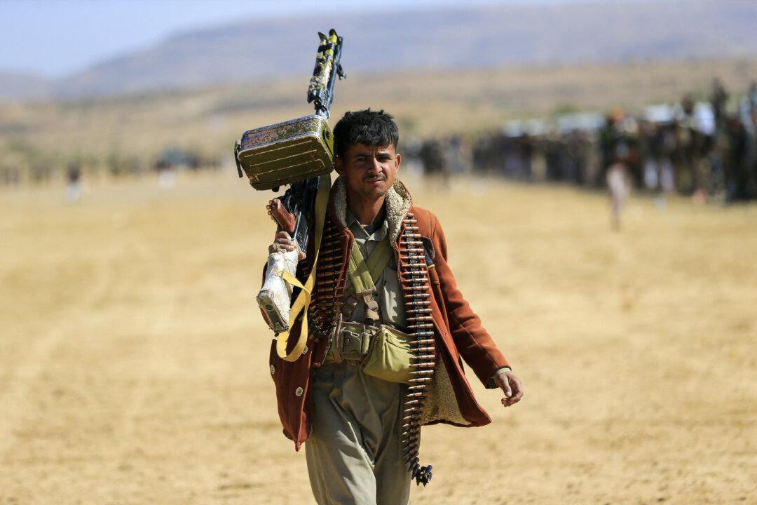 A Yemeni militant joins a gathering to mobilize fighters in the Harf Sufyan district north of the capital Sanaa, on Nov. 13, 2025. Houthi rebel forces launched an armed rebellion in 2014 after years of protesting discrimination and marginalization, seizing control of the capital Sanaa and several other provinces. (Mohammed Huwais/AFP via Getty Images)
