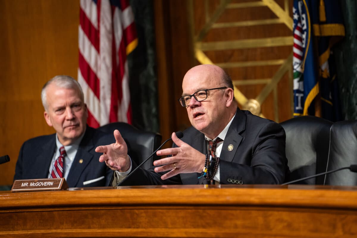 Rep. Jim McGovern (D-Mass.) speaks during a hearing on Capitol Hill on Nov. 20, 2025. (Madalina Kilroy/The Epoch Times)