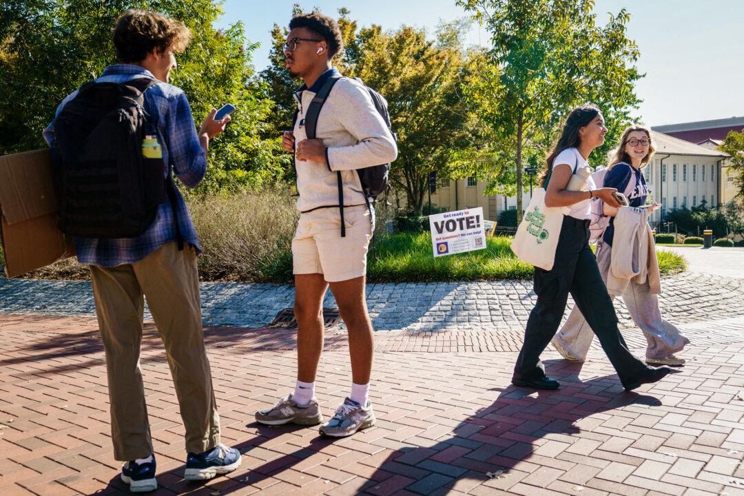 Young people on the Emory University campus in Atlanta on Oct. 14, 2022. Democratic strategist Adin Lenchner said Gen Z’s political work did not start from scratch but rests on a decade of organizing that began when many current activists were in grade school. (Elijah Nouvelage/AFP via Getty Images)