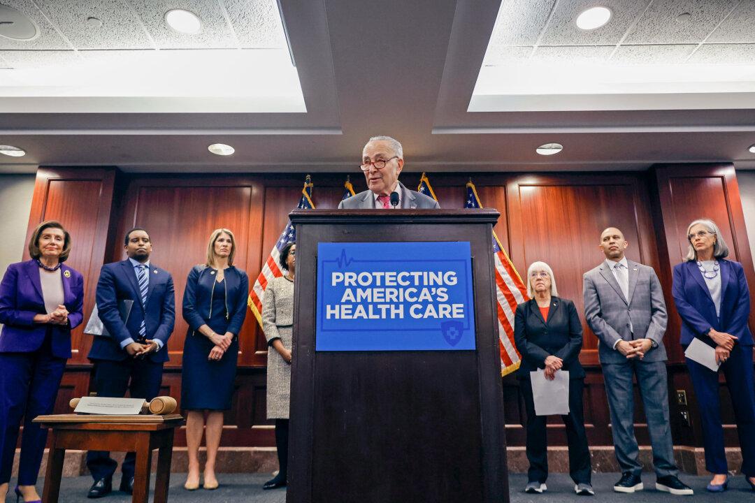 Senate Majority Leader Chuck Schumer (D-N.Y.) speaks at an event marking the 14th anniversary of the Affordable Care Act at the U.S. Capitol on March 21, 2024. Some young voters who support the law and similar measures see politics as a direct response to personal hardship. (Chip Somodevilla/Getty Images)