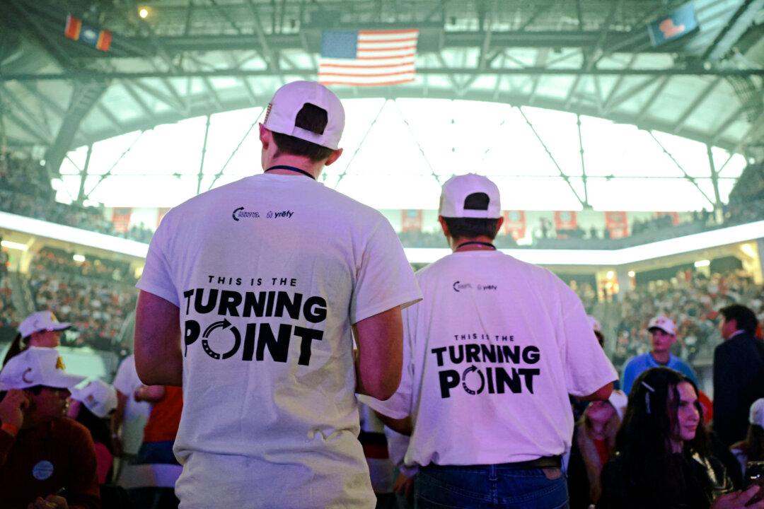 People attend a Turning Point USA event at which Vice President JD Vance was expected, at the University of Mississippi in Oxford, Miss., on Oct. 29, 2025. The Republican National Committee said it is exploring new platforms, including TikTok, and relying on outside groups such as Turning Point USA for targeted youth outreach, a spokeswoman said. (Jonathan Ernst/POOL/AFP via Getty Images)