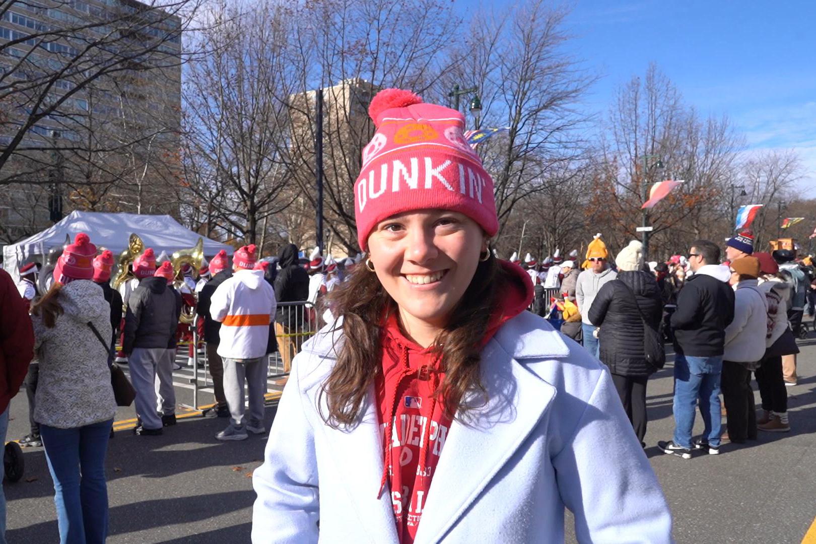 Katie Dinsmore at the Philadelphia Thanksgiving Day Parade on Nov. 27, 2025. (William Huang/The Epoch Times)