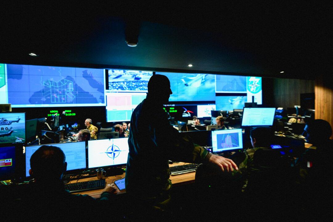 French soldiers take part in the ‘Steadfast Dagger’ exercise at the LyonMont Verdun Air Base northwest of Lyon, France, on Dec. 3, 2025. The exercise aims to certify France to take command of NATO's Allied Reaction Force in July 2026. (Olivier Chassignole/AFP via Getty Images)
