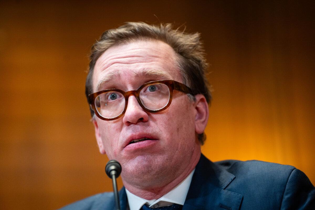 Nathaniel Raymond, humanitarian research lab executive director at Yale School of Public Health, testifies during a hearing on Capitol Hill in Washington on Dec. 3, 2025. (Madalina Kilroy/The Epoch Times)