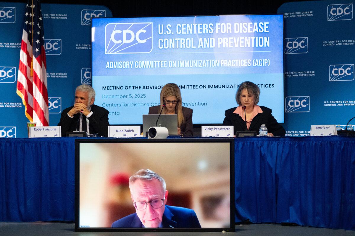 The CDC Advisory Committee on Immunization Practices meets to consider changes in hepatitis B vaccine recommendations for infants, in Atlanta, Ga., on Dec. 5, 2025. (Ben Gray/AP Photo)