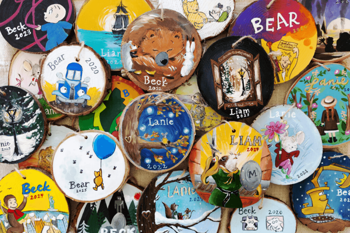 Whitney Newby has made so many book ornaments for her children that they now hang on a special tree. (Photo by Whitney Newby)