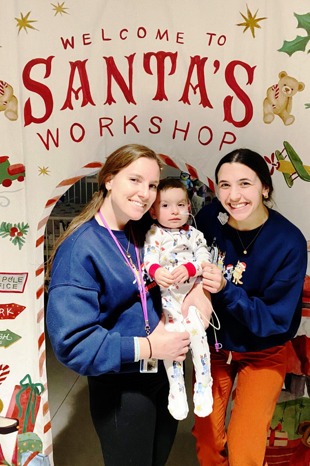 Caroline Niccolls with her daughter, Katie, and nurse Shannon Strayhorn outside Katie's hospital room. (Photo courtesy of Caroline Niccolls