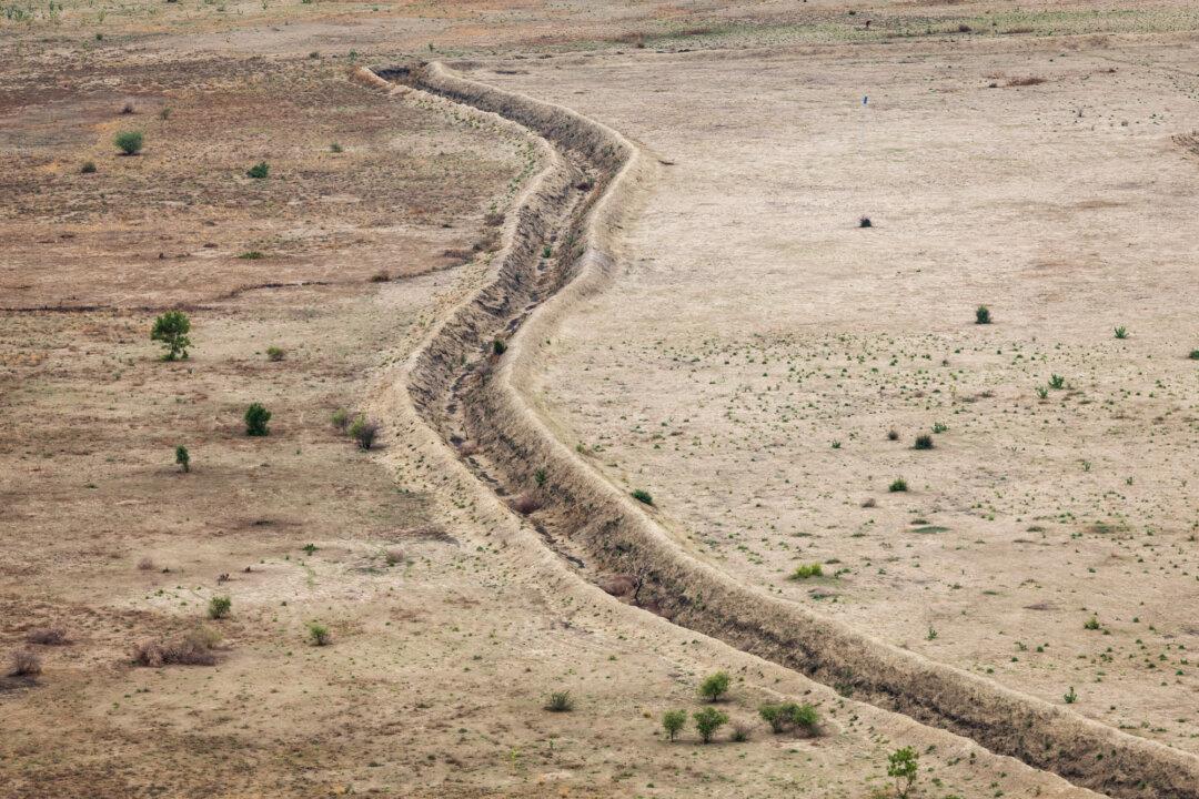 A defensive trench built to protect against incursions by Boko Haram surrounds the town of Monguno, Borno state, Nigeria, on July 4, 2025. (Joris Bolomey/AFP via Getty Images)