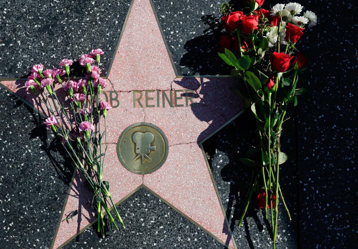 Flowers rest on director Rob Reiner's star on the Hollywood Walk of Fame in Los Angeles, Calif., on Dec. 15, 2025. (Mario Tama/Getty Images)